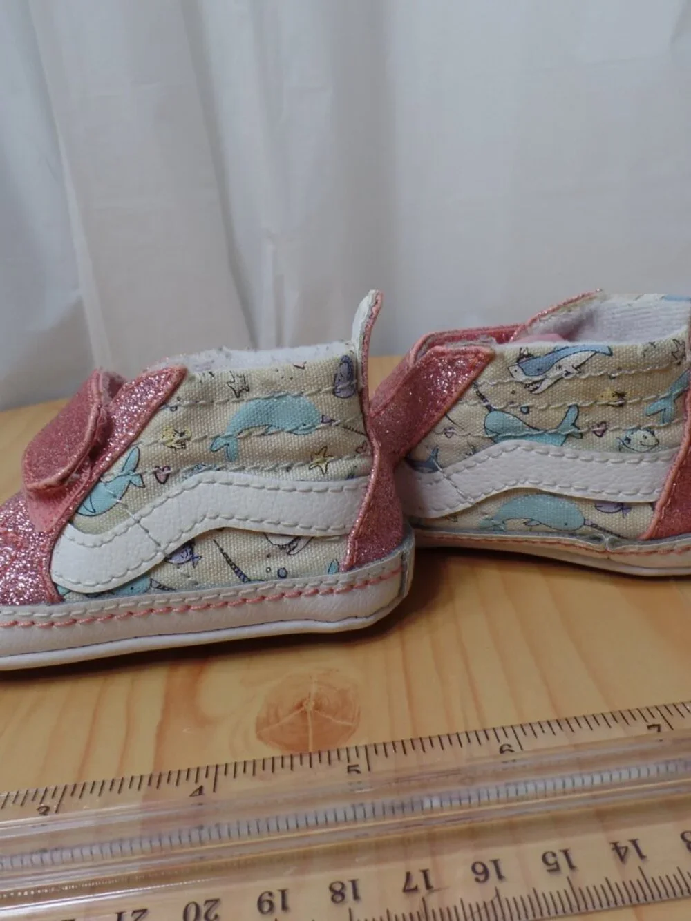 Vans Sea Glitter Baby Soft Bottom Sneakers Pink Glitter Baby Girl Size 2